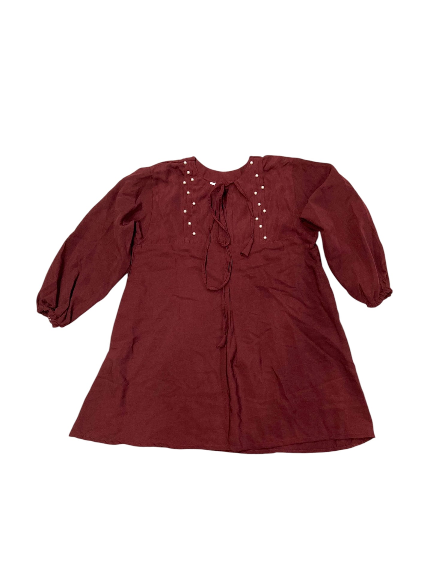 Pearl Pleated Top -Maroon