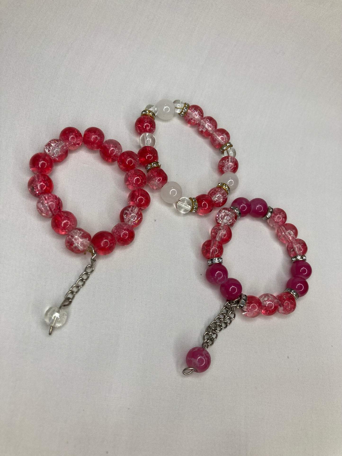 Beaded Bracelet set of 3 - Red