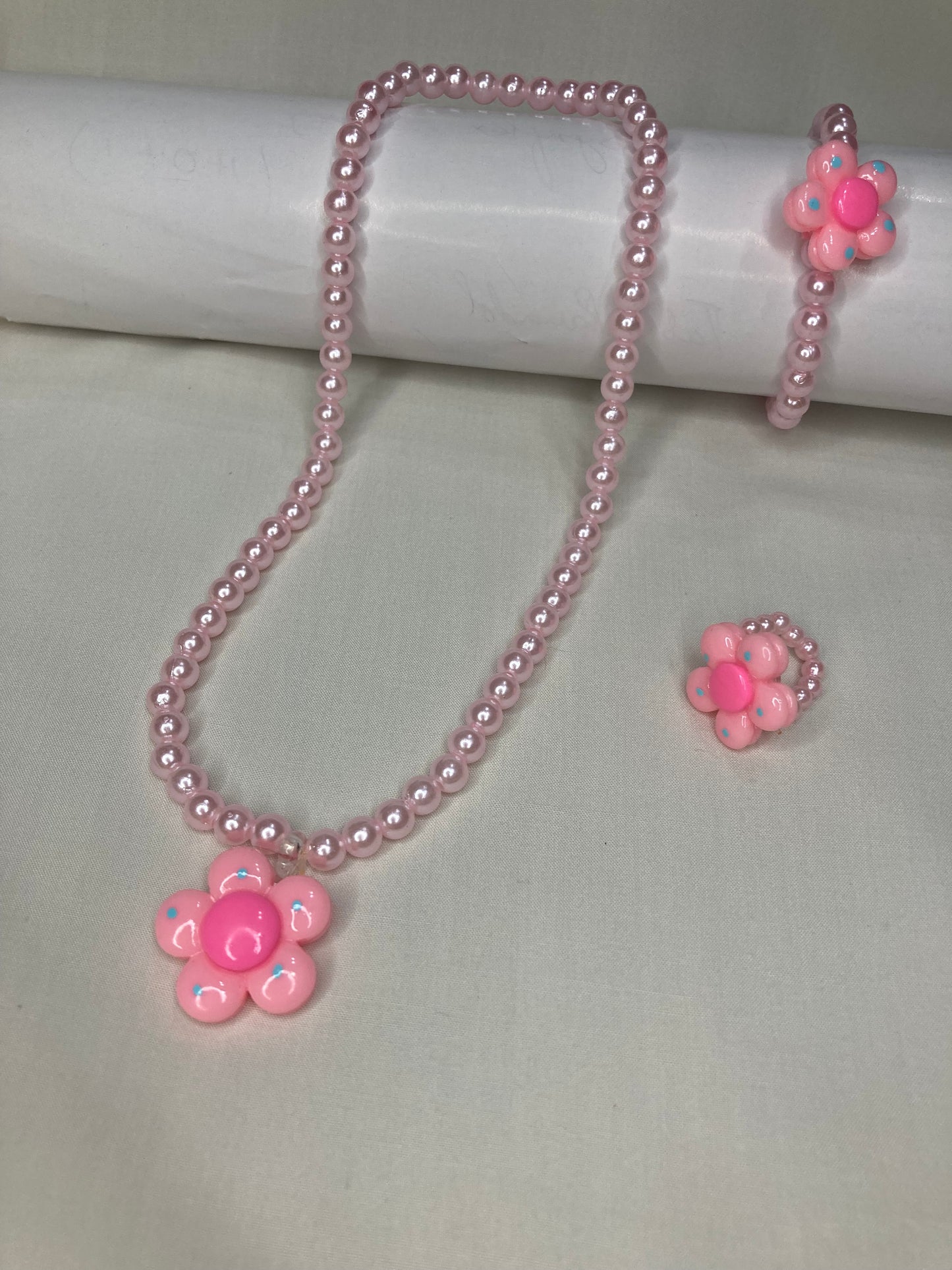 Girls Beaded Mala Set - Pink