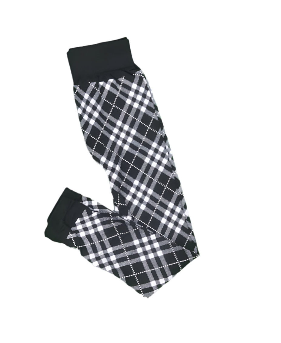 Girls Check Print Tights -Black
