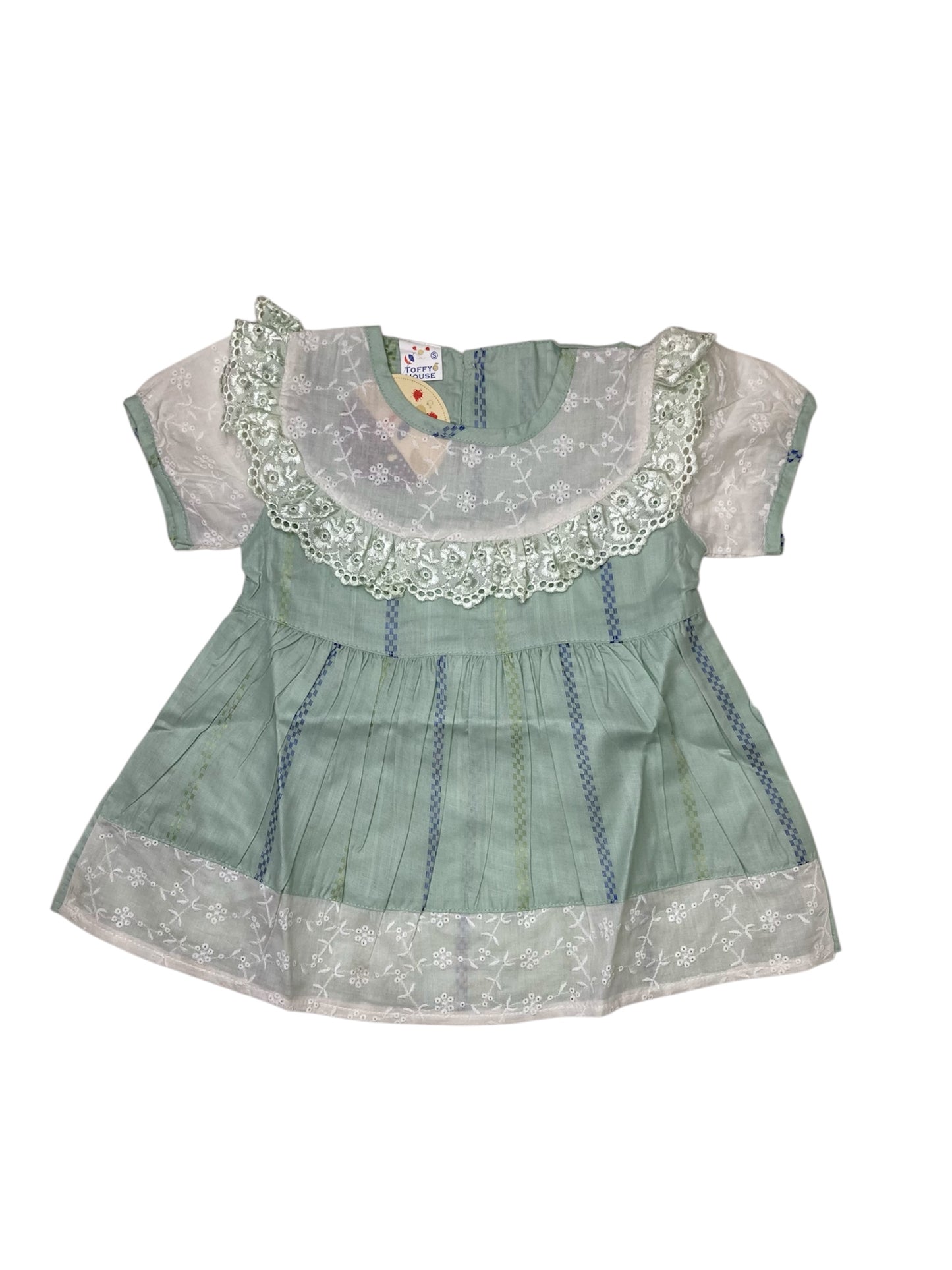 Girls Cotton Frock Suit 2pc - Lighthgreen