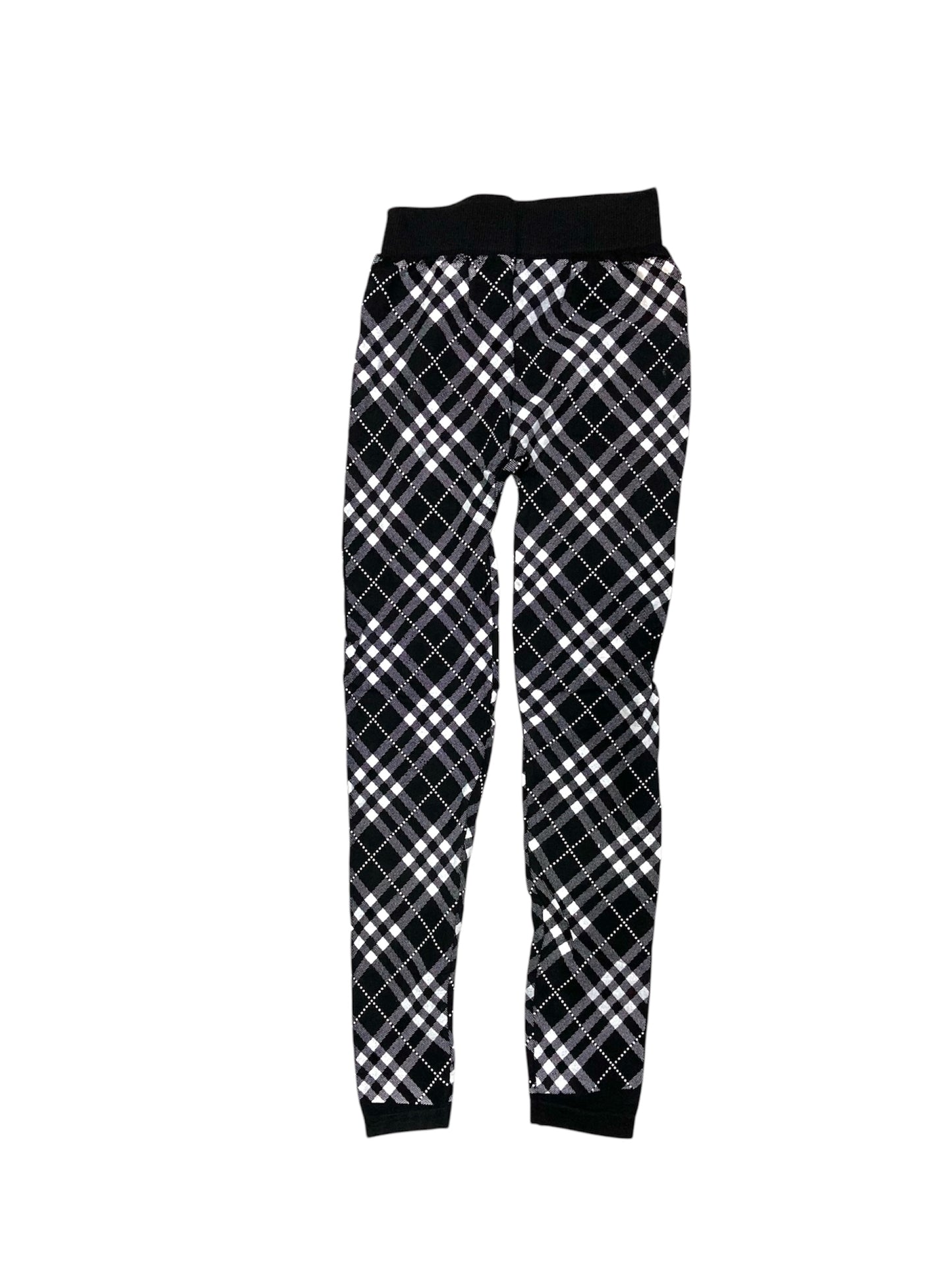 Girls Check Print Tights -Black