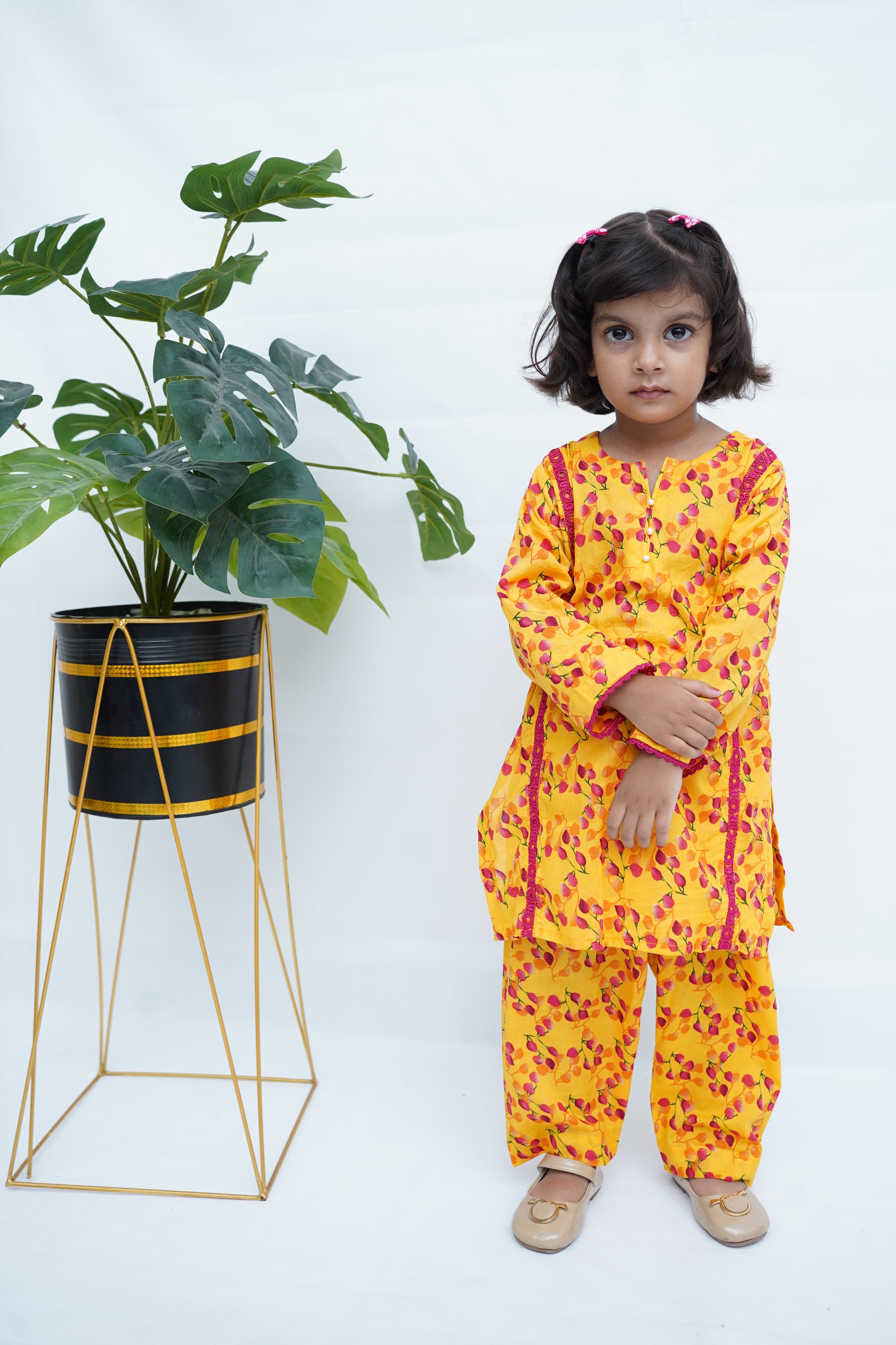 Girls Digital Print Lawn Suit 2pc - Mango Splash