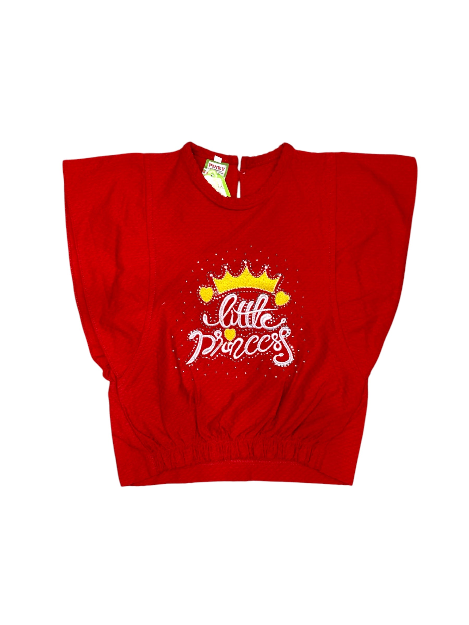 Girls Princess Top With Denim Pant - Red