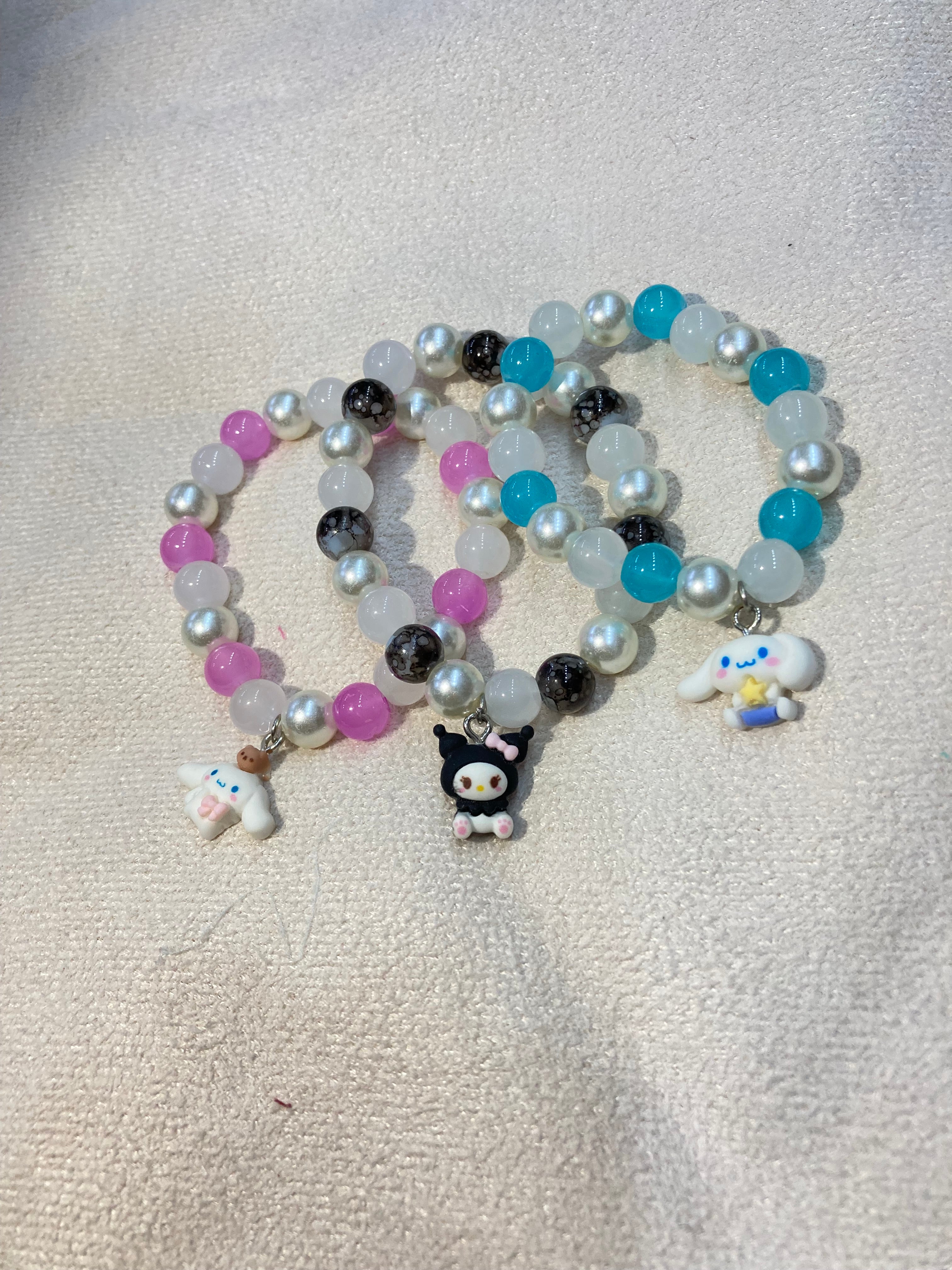 Girls Beaded Character Charm Bracelet