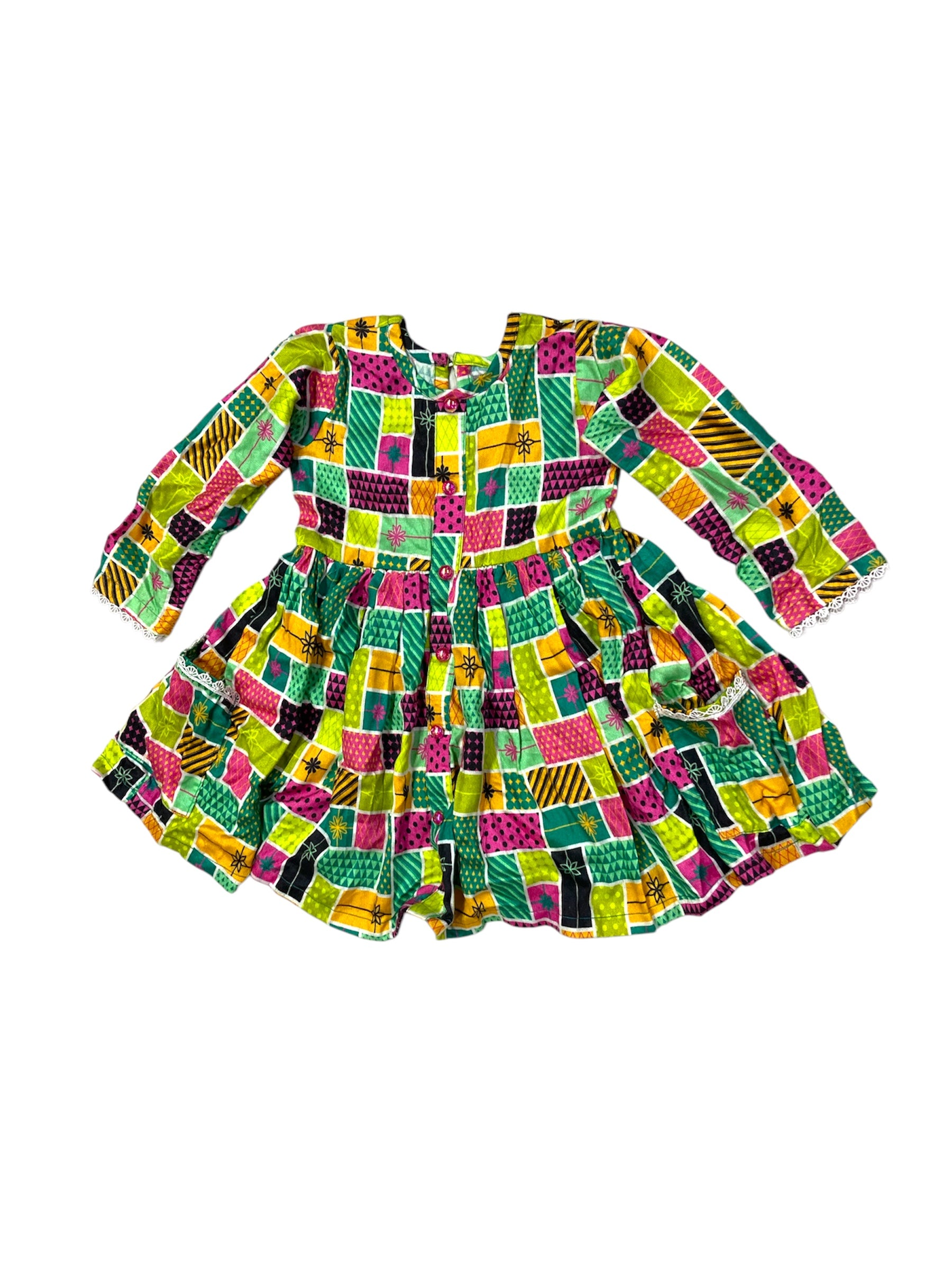 Girls Block Print Linen Frock
