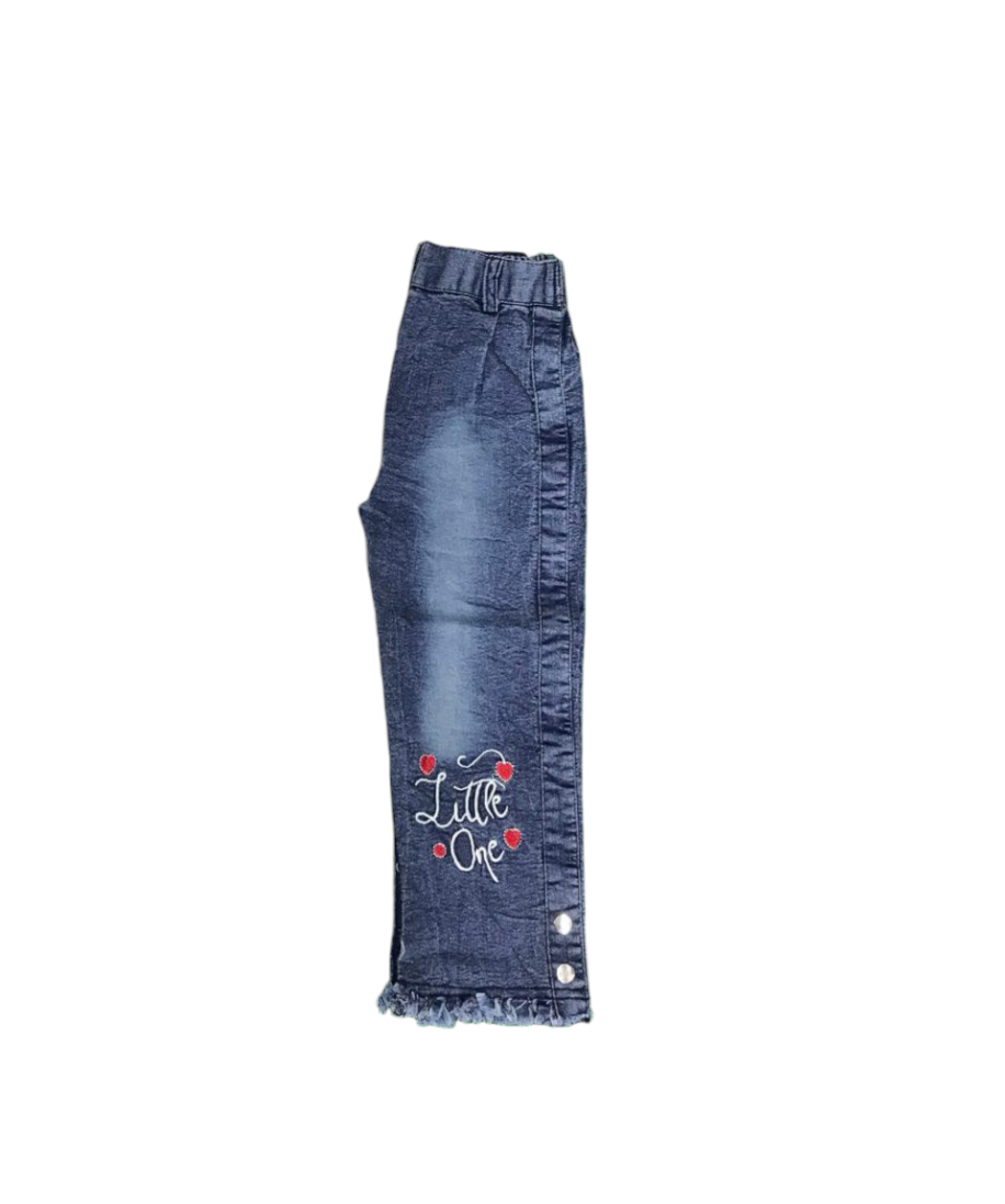 Girls Princess Top With Denim Pant - White