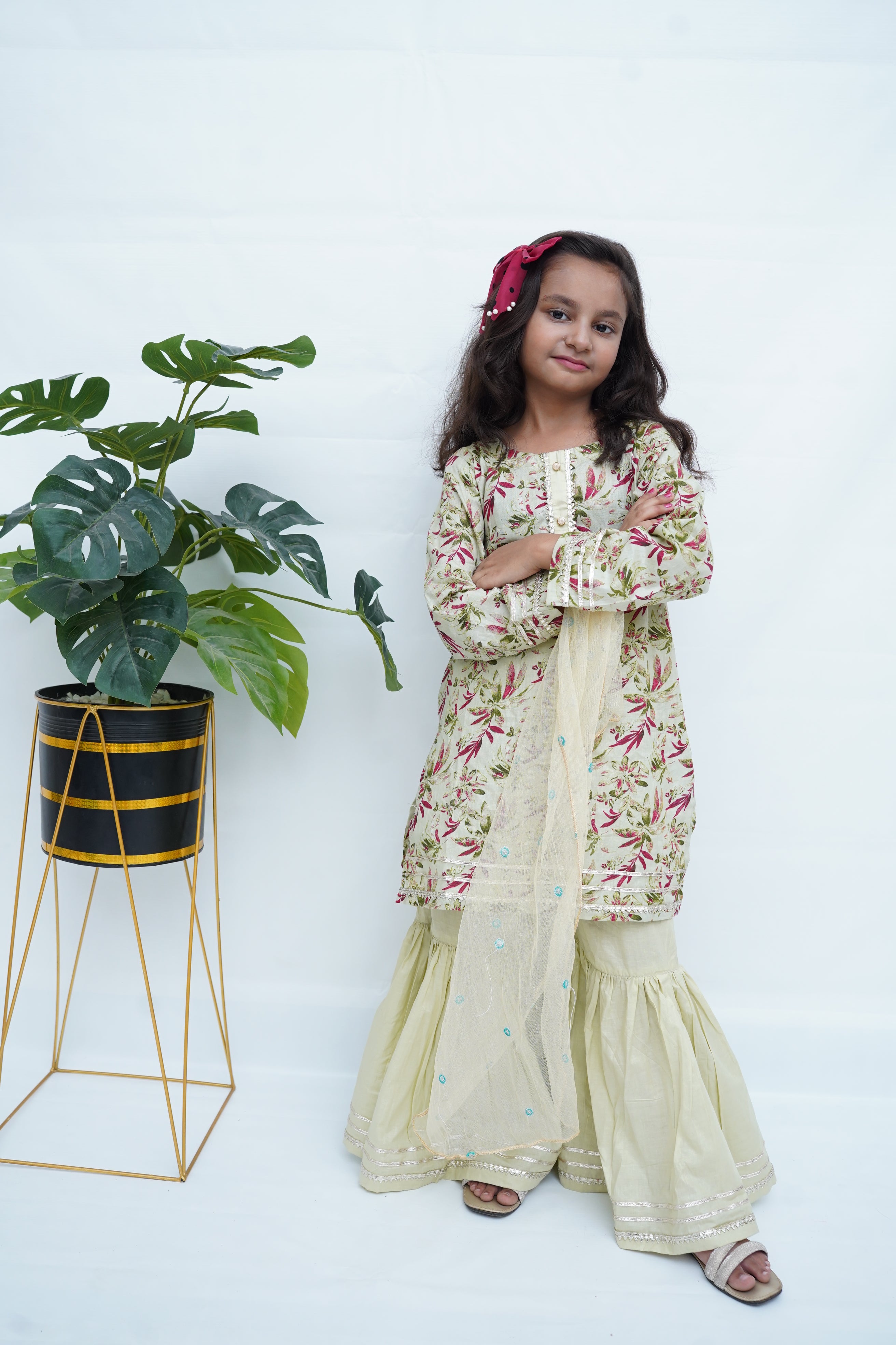 Girls Golden Sage Gharara Set