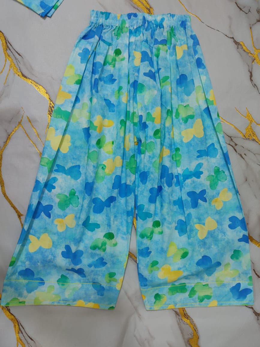 Girls Butterfly Print Embelished Co-ord Set 2pc