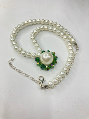 Girls Beaded Flower Choker - Pearl