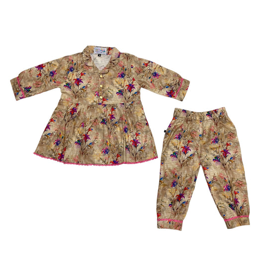 Girls Cotton Digital Print Suit 2pc