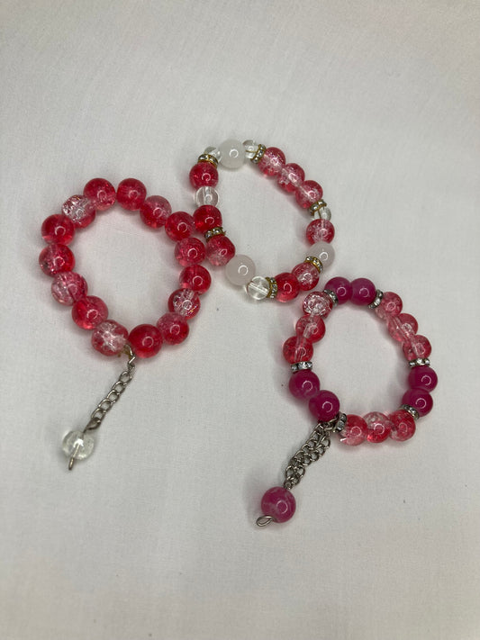 Beaded Bracelet set of 3 - Red