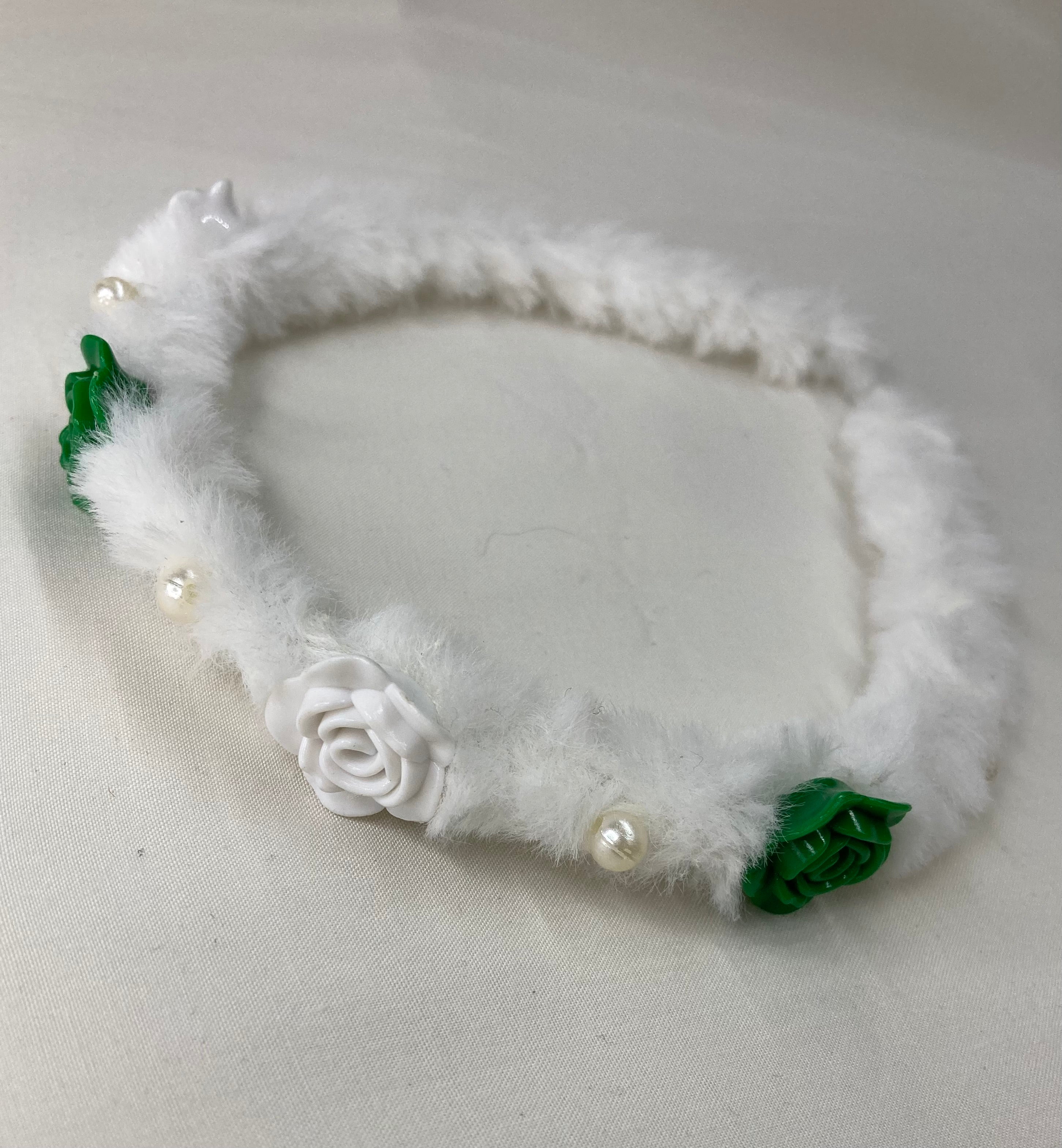 White and Green Floral Hairband