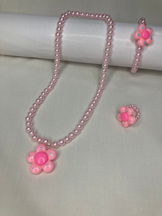 Girls Beaded Mala Set - Pink