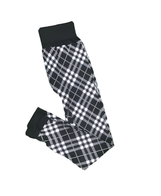 Girls Check Print Tights -Black