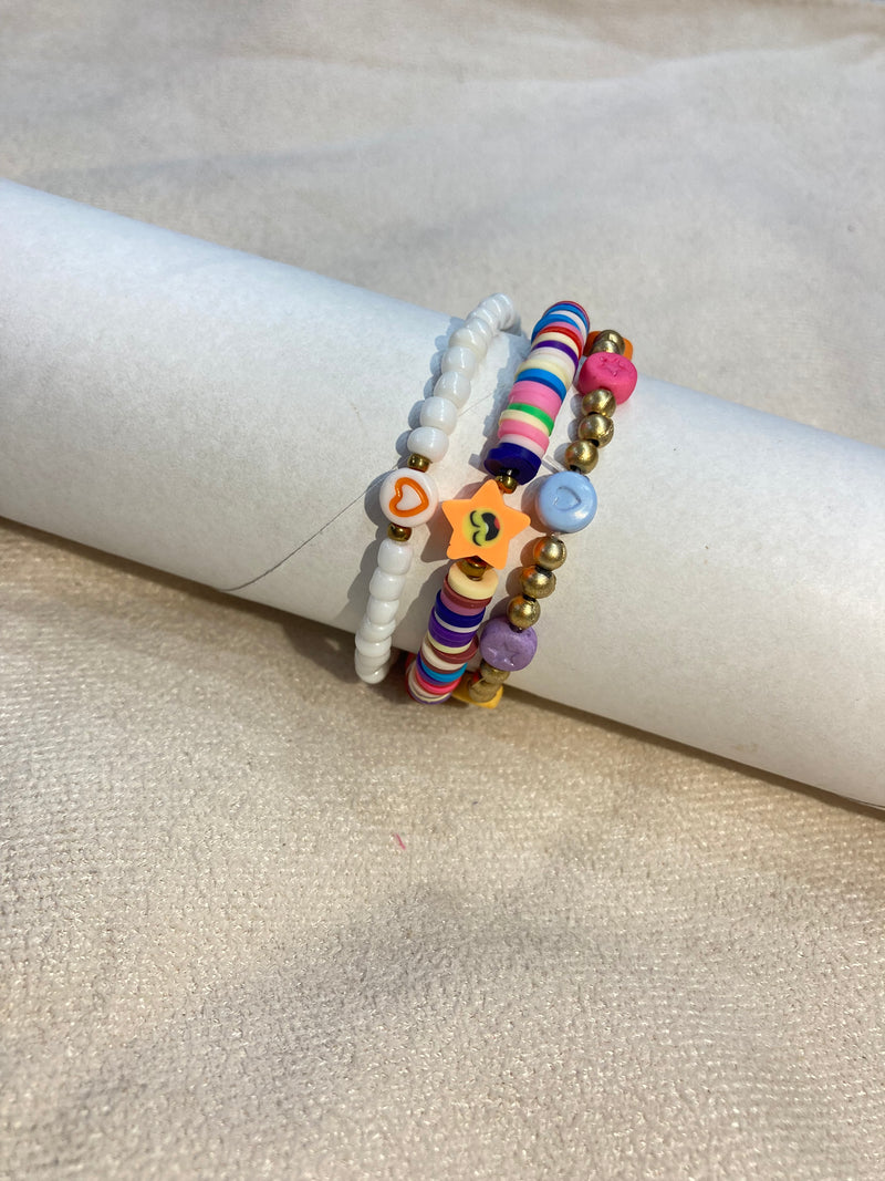 Girls Beaded Colorful Bracelets - Set of 3