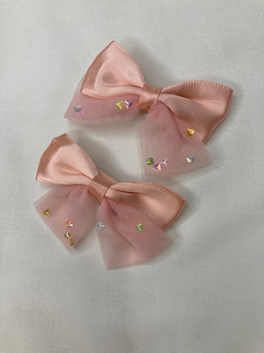 Girls Bow Pins - Peach