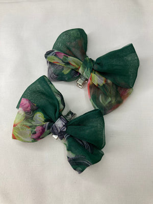 Girls Bow Pins - Dark Green