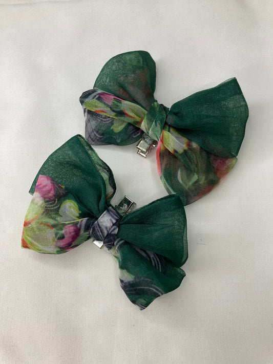 Girls Bow Pins - Dark Green