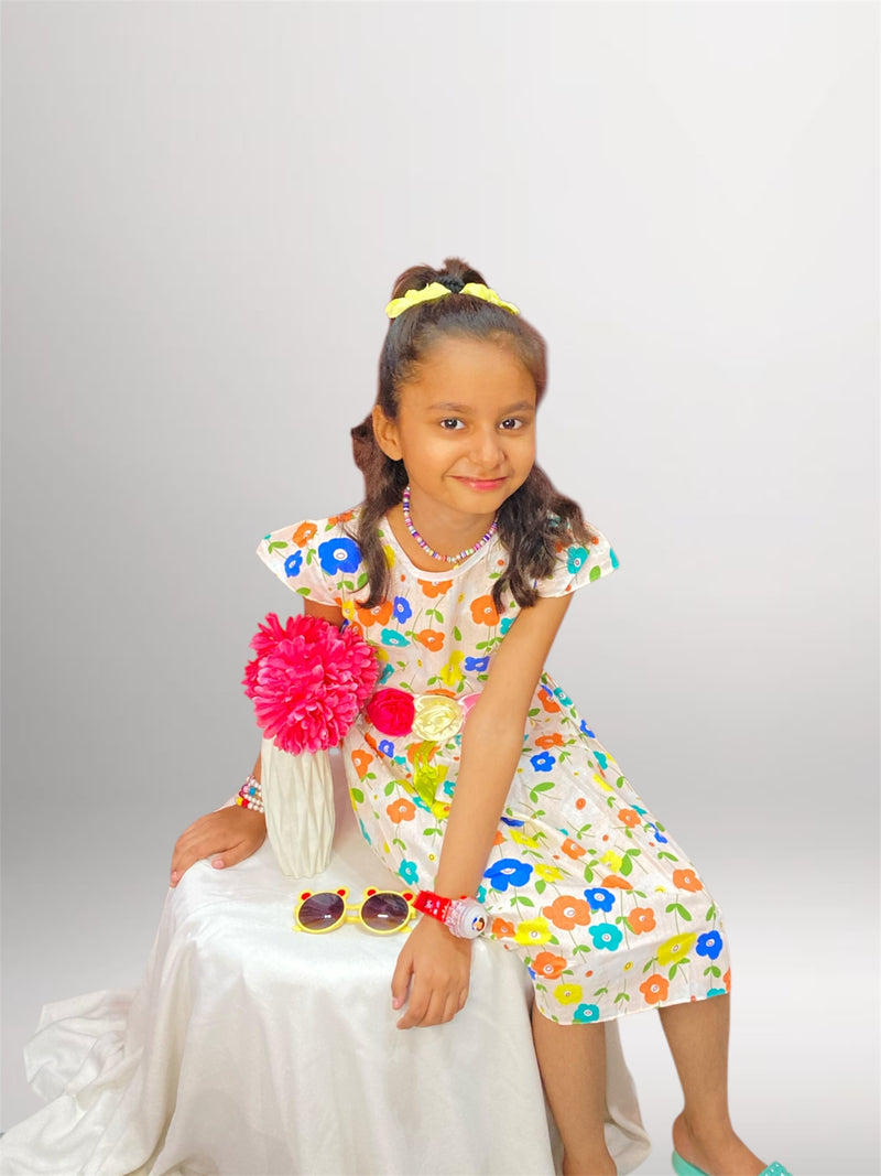 Girls Flower Print Frock