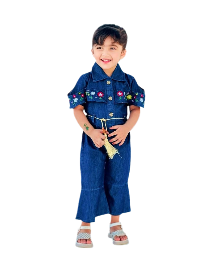 Girls Jumpsuit Denim Print