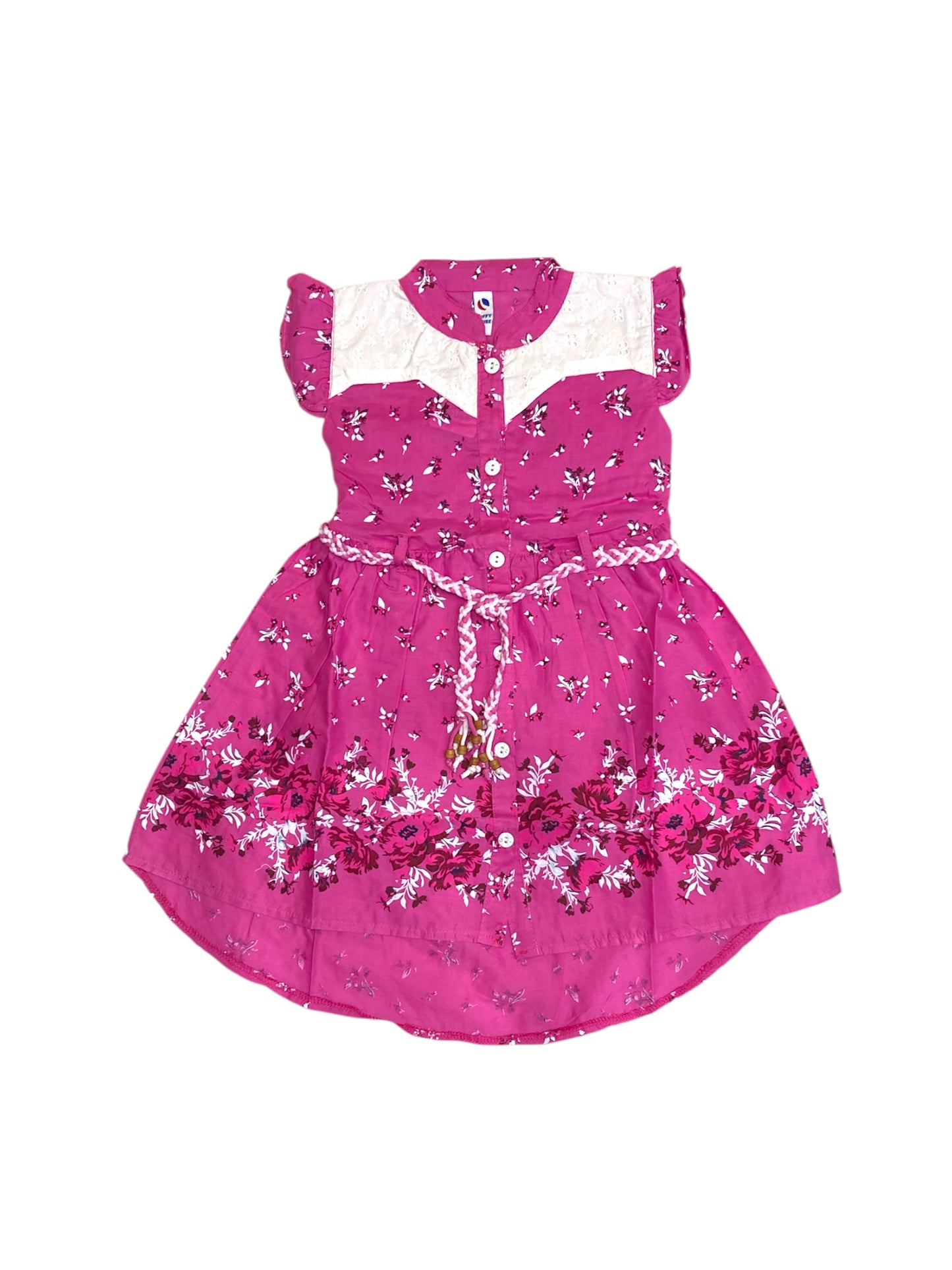Girls Cotton Floral Print Suit 2pc- Pink