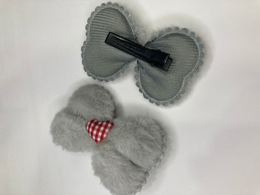 Girls Bow Pins - Grey