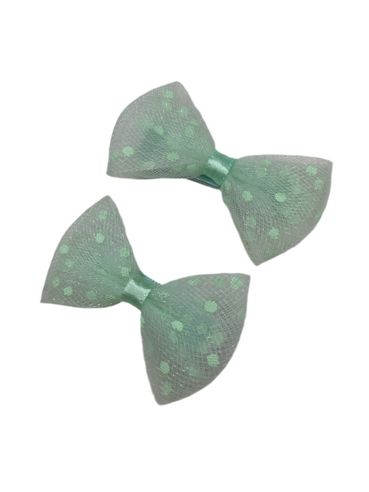 Girls Bow Pins - Mint Green