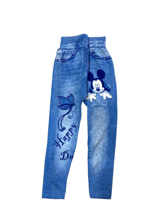 Mickey Print Tights - Light Blue