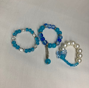 Beaded Bracelet set of 3 - Light blue