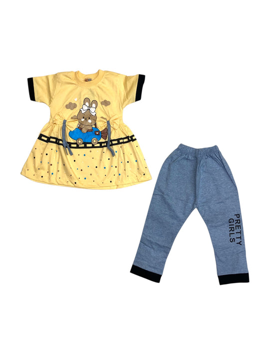 Girls Cute Bunny Frock Suit 2pc