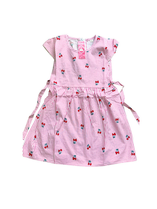 Girls Cherry Print Frock - Pink
