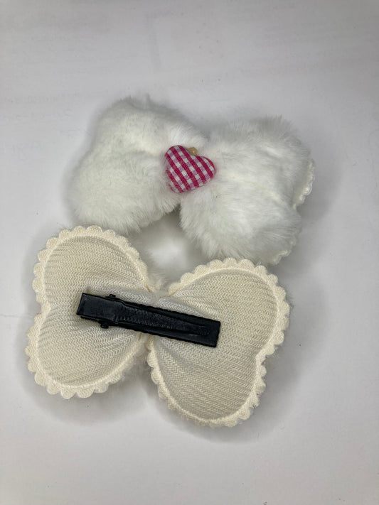 Girls Bow Pins - White