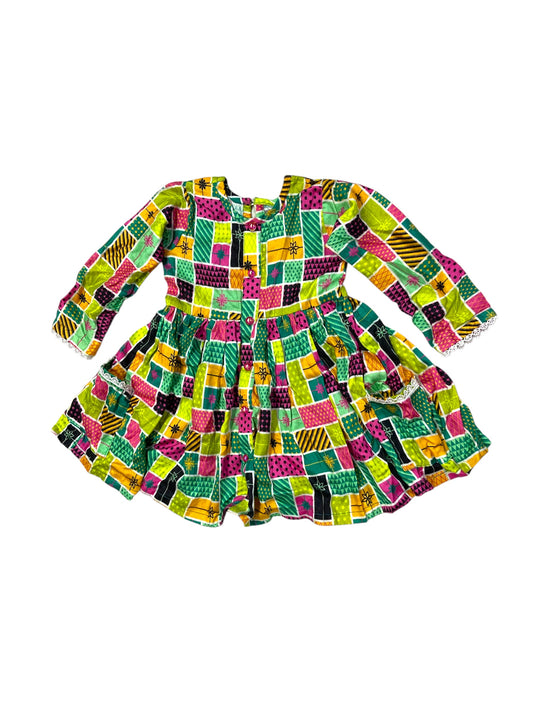 Girls Block Print Linen Frock