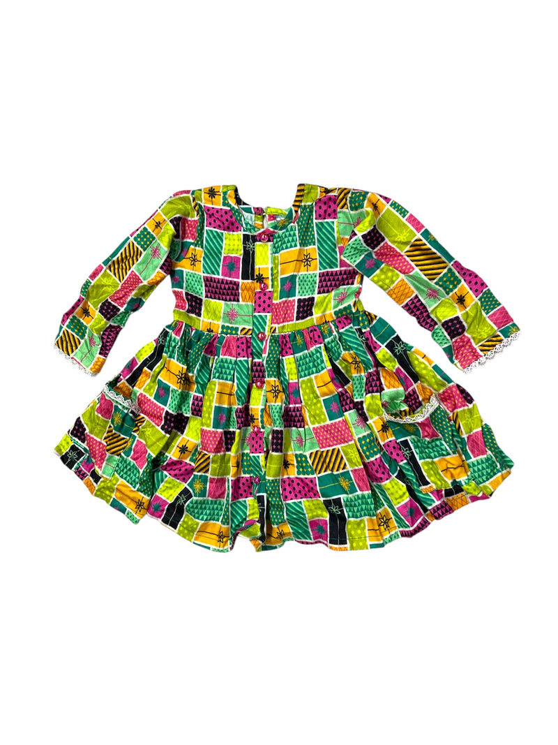 Girls Block Print Linen Frock