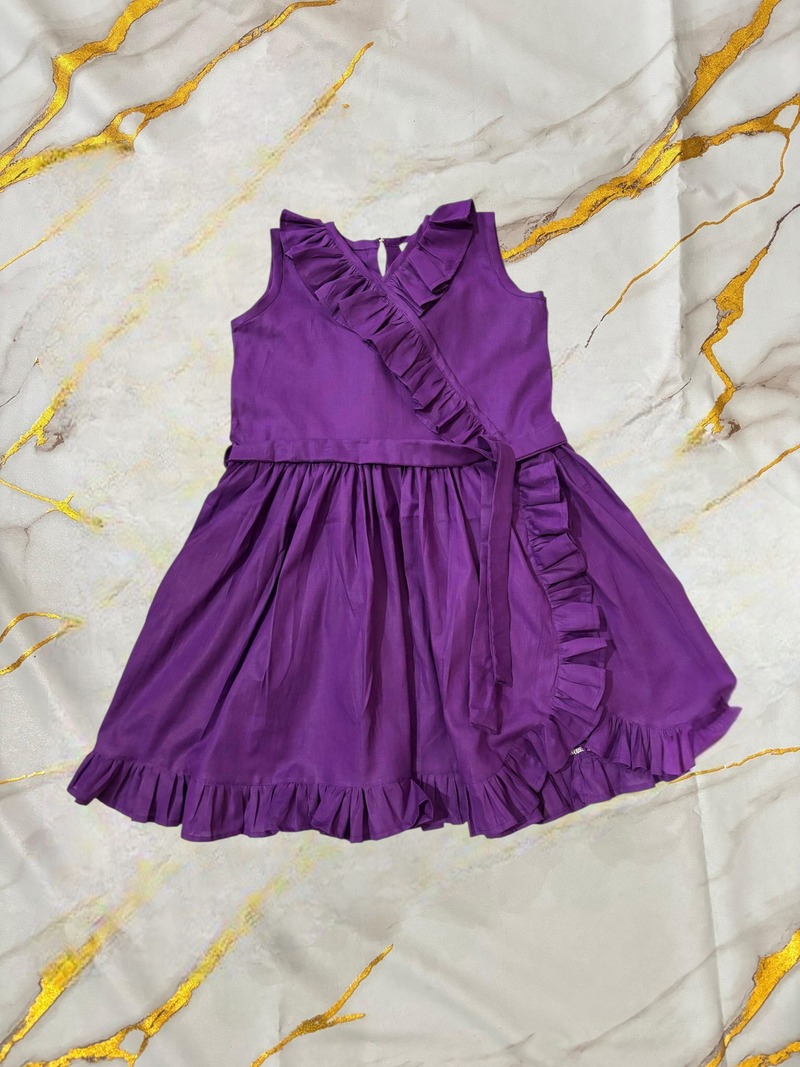 Girls Long Frill Frock - Voilet