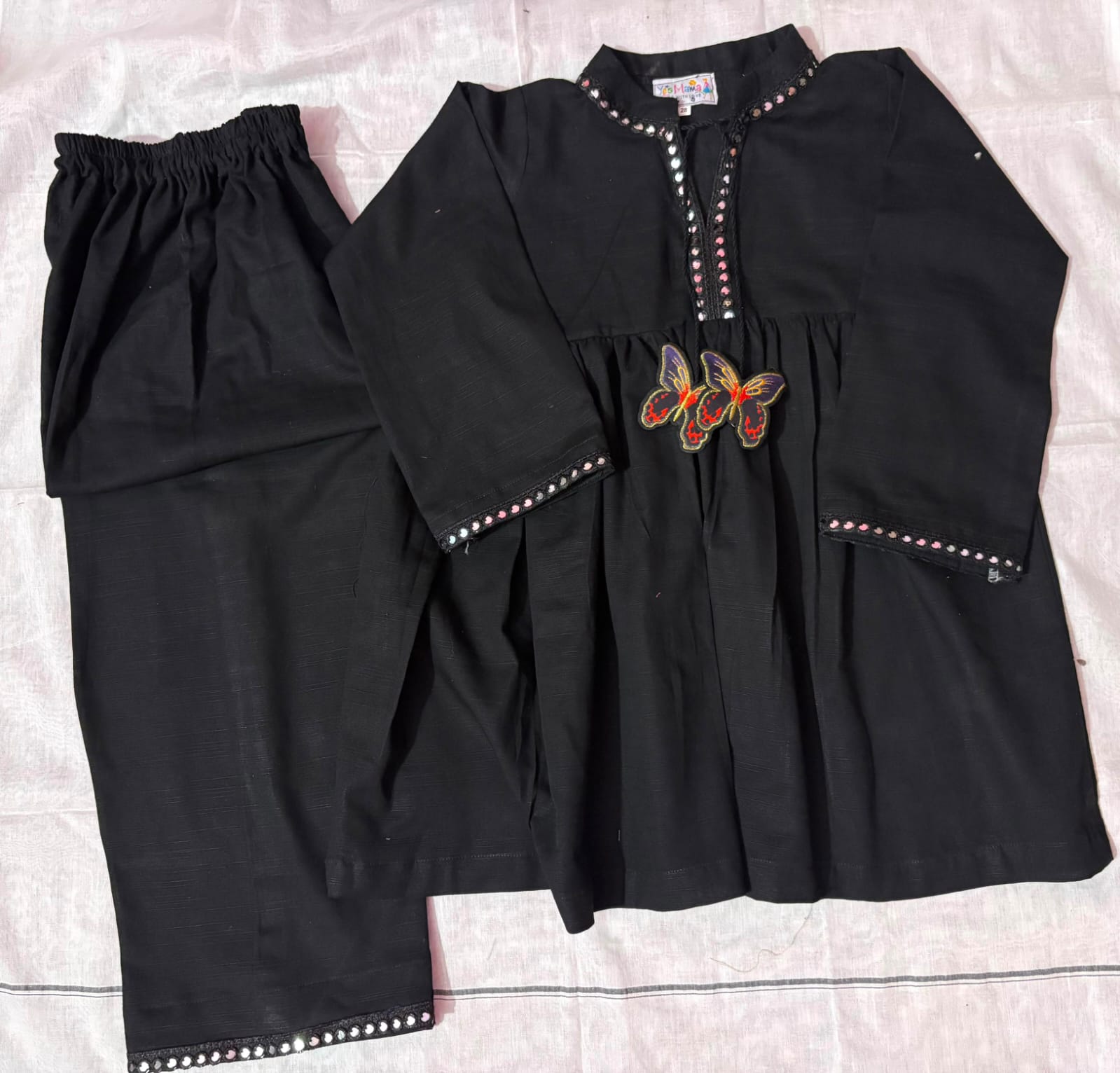 Girls Butterfly Charm Khaddar Co-ord Set