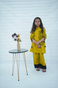 Girls Khaddar Hand Embroided Co-ord Set 2pc - Light Olive