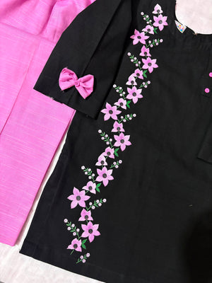 Girls Lilac Flowers Khaddar 2pc Set