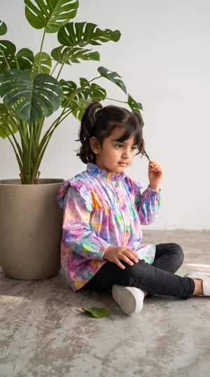 Girls Colorful Cotton Poplin Top
