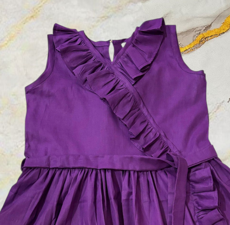 Girls Long Frill Frock - Voilet