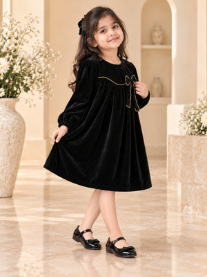 Girls Velvet Black Frock
