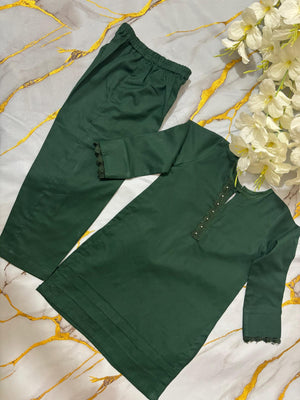 Girls Solid Green Co-ord Set