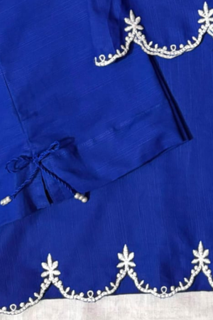 Girls Royal Blue Embroided Khaddar Co-ord Set