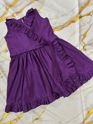 Girls Long Frill Frock - Voilet