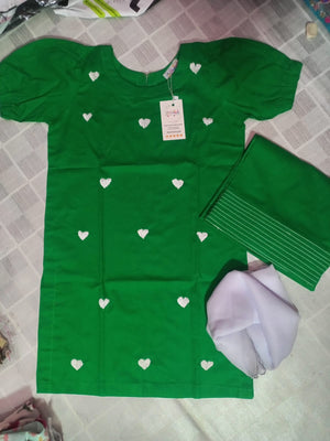 Girls Green Embroidered Suit 3pc -14th August