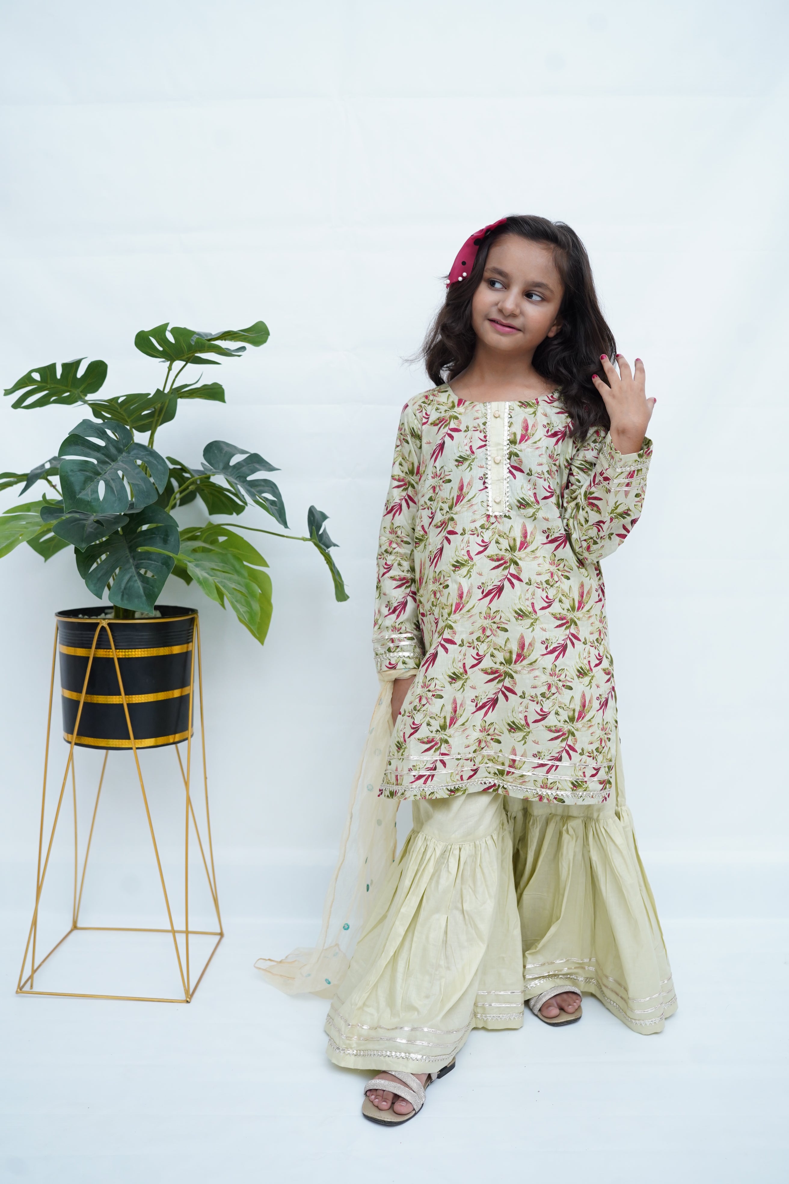 Girls Golden Sage Gharara Set