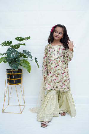 Girls Golden Sage Gharara Set