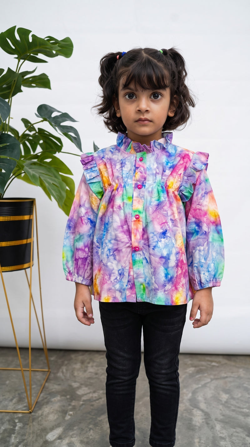 Girls Colorful Cotton Poplin Top