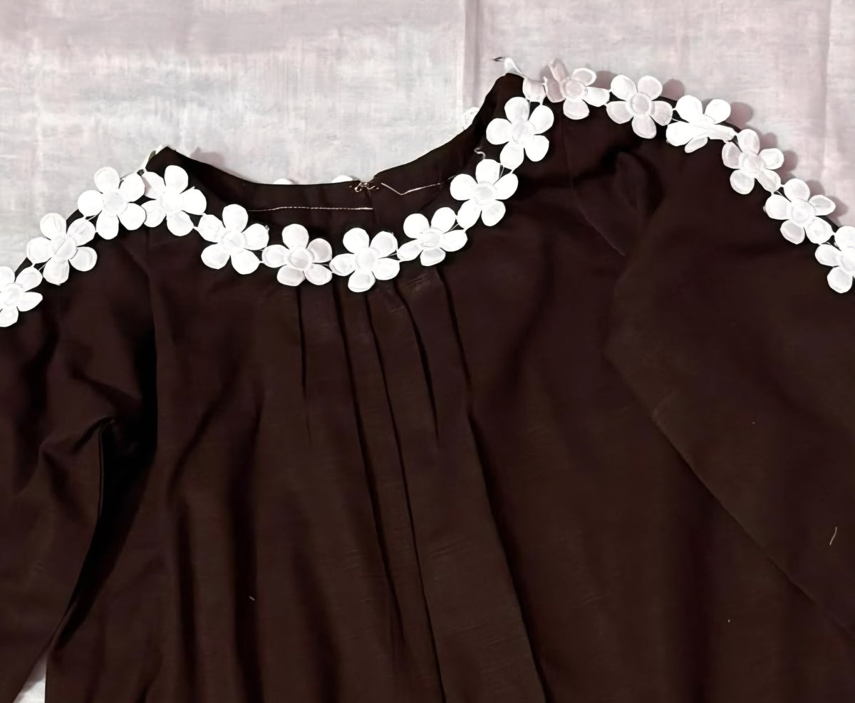 Girls Brown Khaddar Co-ord Set